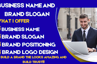 create business name business slogan brand positioning brand logo trademark