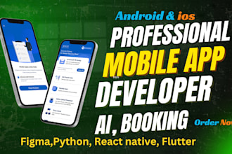 develop custom mobile app for ios and android flutter or react native, python