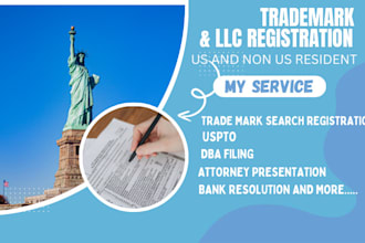 register your US llc dba and file uspto trademark with ein for non residents llc