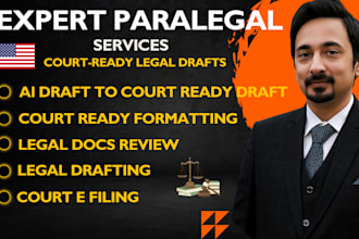 format and finalize your court documents and e filing as paralegal