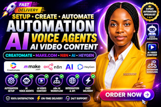 setup creatomate make com n8n ai voice agents automation ai video content heygen