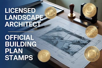 landscape building plan stamps for city permit approvals in ca tx ga fl nj ny