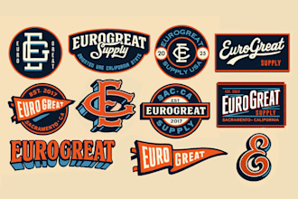 design patch, stamp, emblem, sticker and retro vintage logo