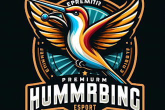 design high quality premium esport hummingbird logo with t shirt design