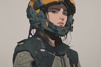 do a sci fi character art and sci fi character illustration