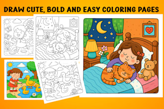 draw cute, bold and easy coloring pages
