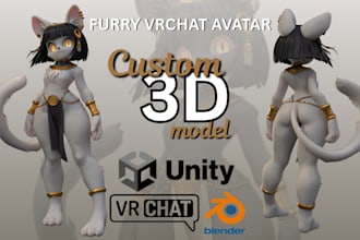 create custom 3d furry vrchat avatar, furry avatar, vr character, vrc avatar