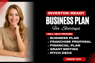 do market analysis, investor ready business plan for startup, financial anaylsis