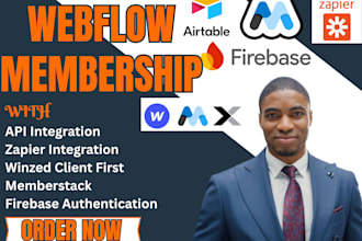integrate webflow membership with memberstack, notion, airtable, API, firebase