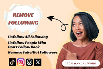 manually unfollow instagram followings and remove fake, bot followers