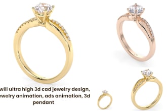 ulra high 3d cad jewelry design, jewelry animation, ads animation, 3d pendant