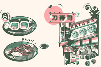 draw ingredient illustration, food illustration