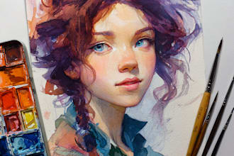draw watercolor portrait illustration