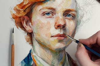 draw watercolor portrait illustration