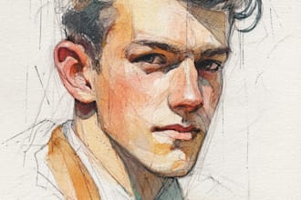 draw watercolor portrait illustration