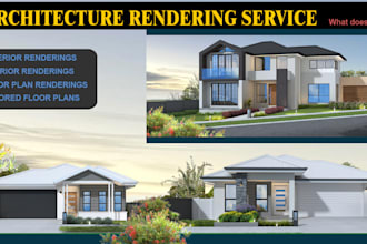do architectural exterior house rendering and interior design 3d plan