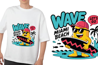 create a custom summer retro vintage mascot and graphic t shirt design