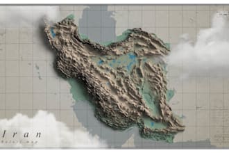 relief map or 3d rendered topographic map of any country or region
