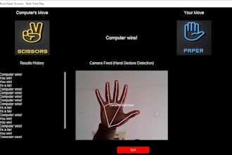 develop a rock paper scissors game using hand gesture