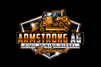 create high quality and beautiful bulldozer logo design