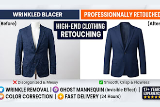 professional clothing retouching, wrinkle removal