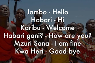 write and translate english to swahili or swahili to english