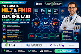 integrate hl7 and fhir api with emr, ehr, labs, and telehealth systems