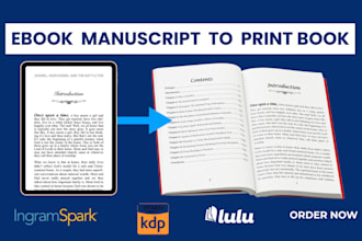 convert your ebook manuscript to hardback, hardcover, KDP, ingramspark, lulu