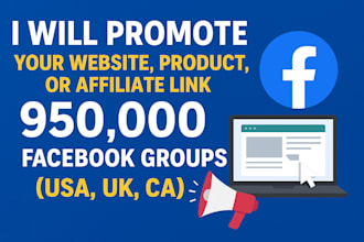 share your website product or affiliate link to 950,000 facebook groups USA UK