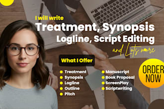write your logline treatment synopsis outline and pitch for movies or TV series