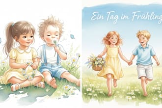 aquarell kinderbuchillustrationen für kinderbücher, buchillustration