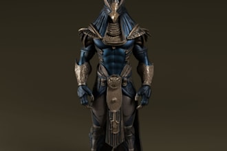 animate 3d egyptian creature,fantasy character,knight armor,modular avatar model