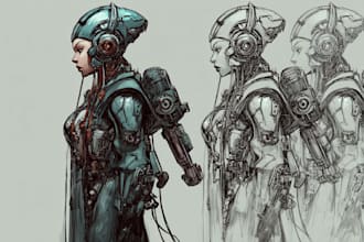 sketch of your character, sci fi fantasy, cyberpunk