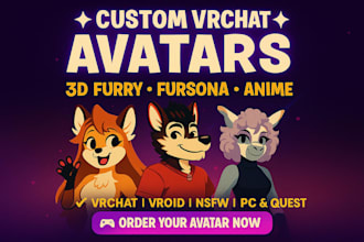 create custom vrchat avatar, anime 3d model, and vtuber for PC and quest