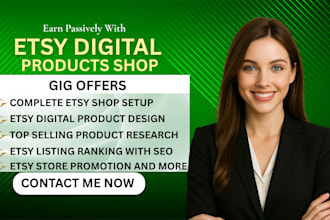 set up etsy digital products shop, etsy shop set up, etsy products listing