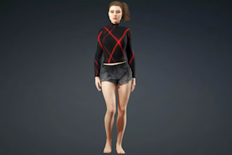 fix 3d female character,pbr texture,3d game miniature,sculpture,vr avatar,unity
