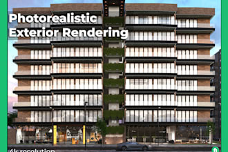 create a photorealistic 3d exterior architectural rendering