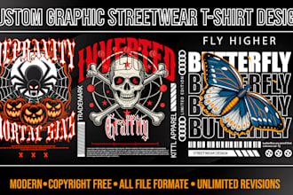custom dark aesthetic and y2k streetwear t shirt design