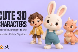 do cute 3d character modeling mascots and chibi figures for printing