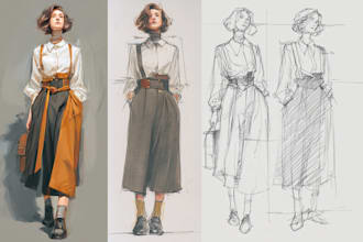 create a professional commercial fashion sketch