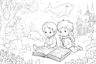 draw coloring book page for children