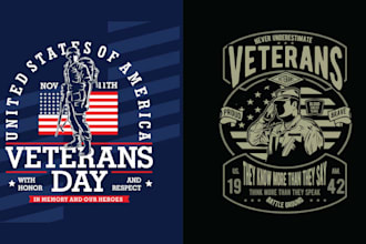 make veteran t shirt of american army vector logo design