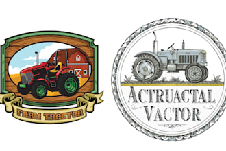 design vintage garden farm tractor logo
