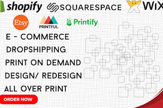 set up design wix squarespace shopify print on demand store