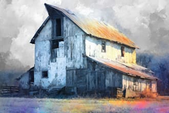 create house and building photo into watercolor art