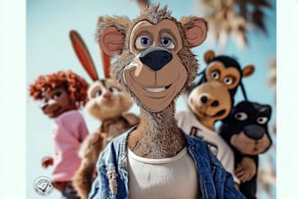 draw custom animal cartoon illustration