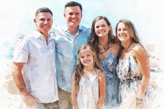 custom watercolor family portrait from photo