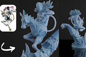 transform 2d art design to 3d model in blender for games or print