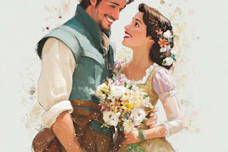 create professional disney couple portrait