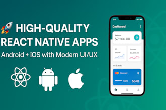 build high quality react native mobile apps with modern UI and secure backend
